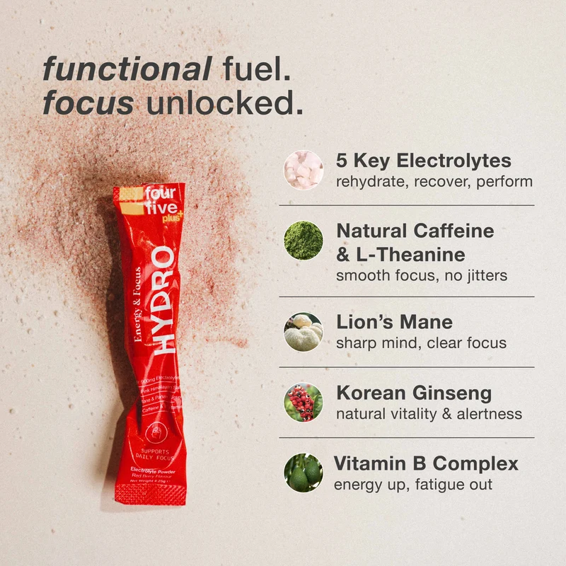 fourfive Hydro Energy & Focus Sachets Red Berry (30 Pack)
