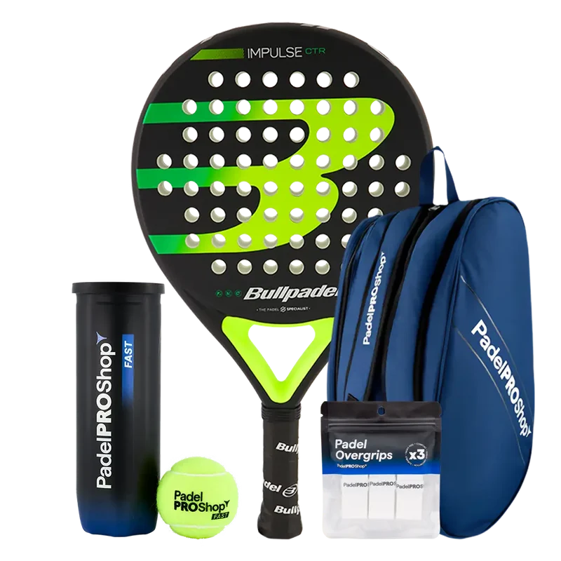 Pack Pala Bullpadel Impulse CTRL 2026 (Exclusiva PadelPROShop) + Paletero PadelPROShop azul + Bote de Pelotas PadelPROShop Fast + Pack 3 Overgrips PadelPROShop