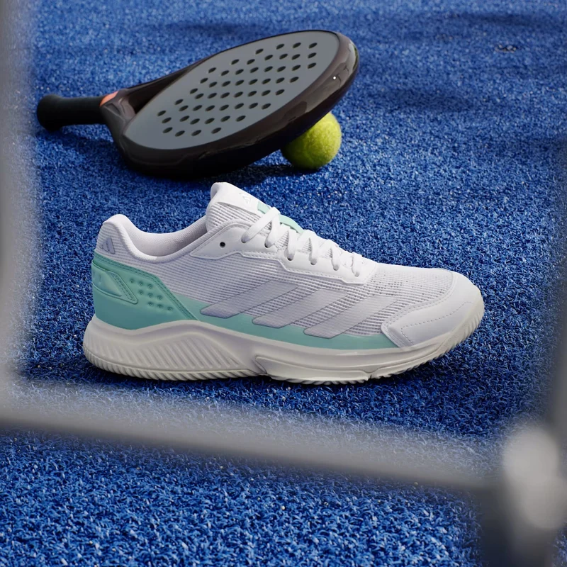 ADIDAS Courtquick Womens Padel Shoes - Cloud White / Silver Metallic / Clear Mint