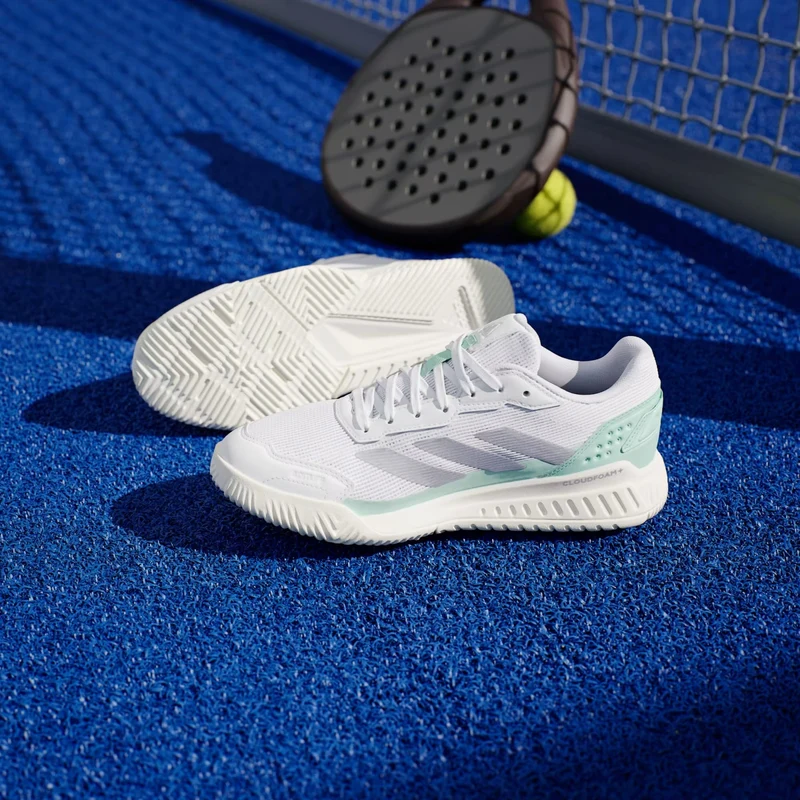 ADIDAS Courtquick Womens Padel Shoes - Cloud White / Silver Metallic / Clear Mint