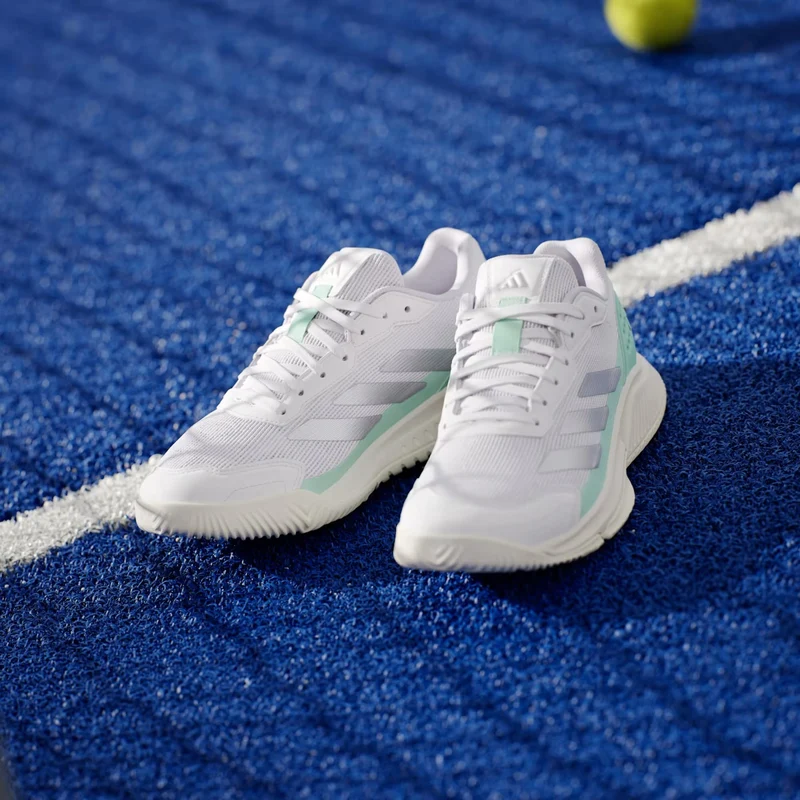 ADIDAS Courtquick Womens Padel Shoes - Cloud White / Silver Metallic / Clear Mint