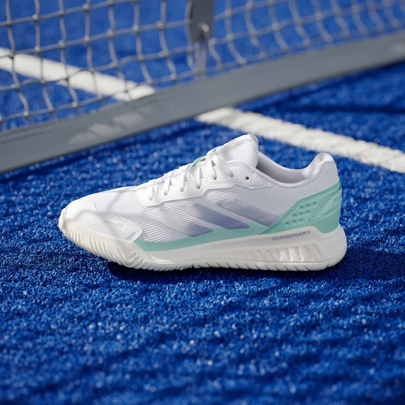 ADIDAS Courtquick Womens Padel Shoes - Cloud White / Silver Metallic / Clear Mint