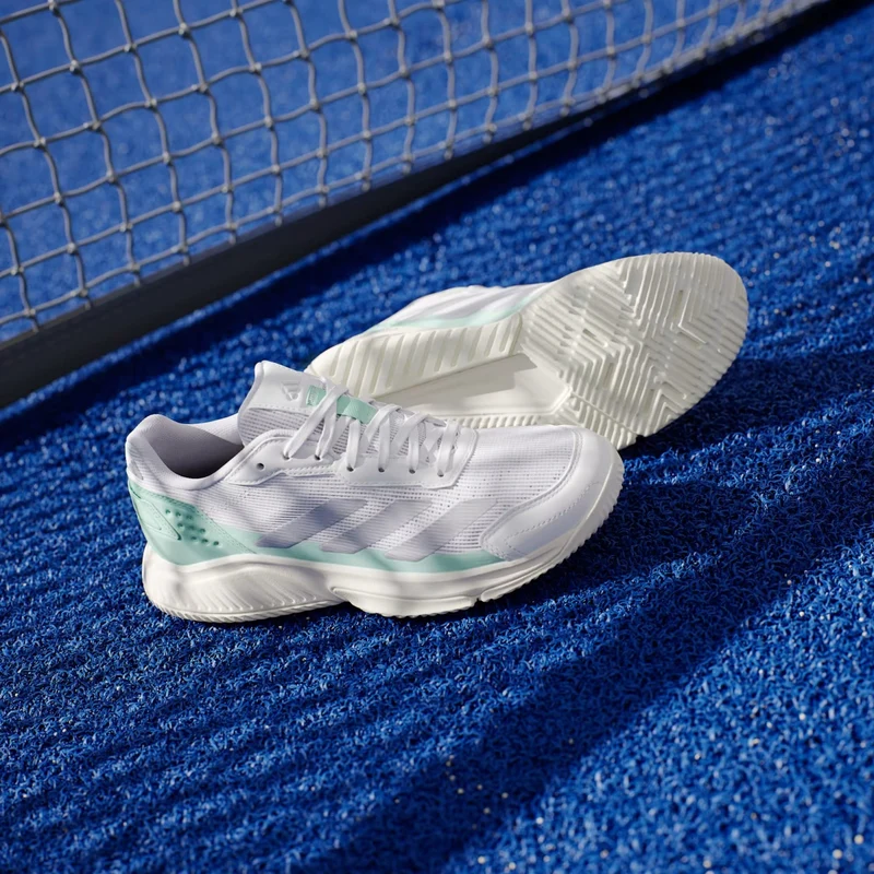 ADIDAS Courtquick Womens Padel Shoes - Cloud White / Silver Metallic / Clear Mint
