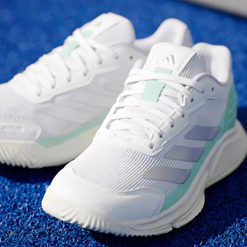 ADIDAS Courtquick Womens Padel Shoes - Cloud White / Silver Metallic / Clear Mint