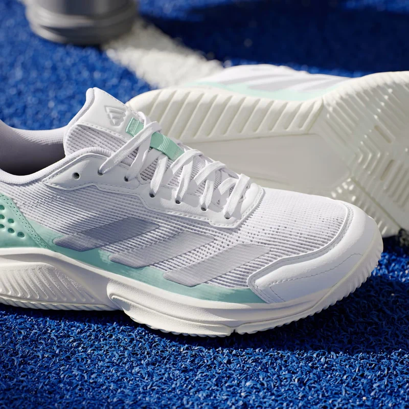 ADIDAS Courtquick Womens Padel Shoes - Cloud White / Silver Metallic / Clear Mint