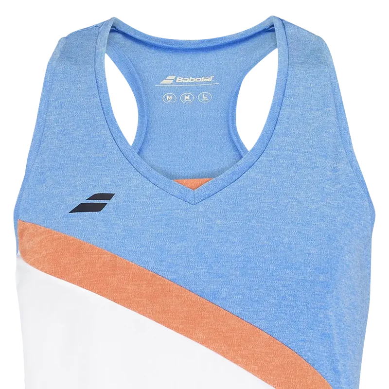 Camiseta Babolat Play Blanco Azul Naranja Mujer