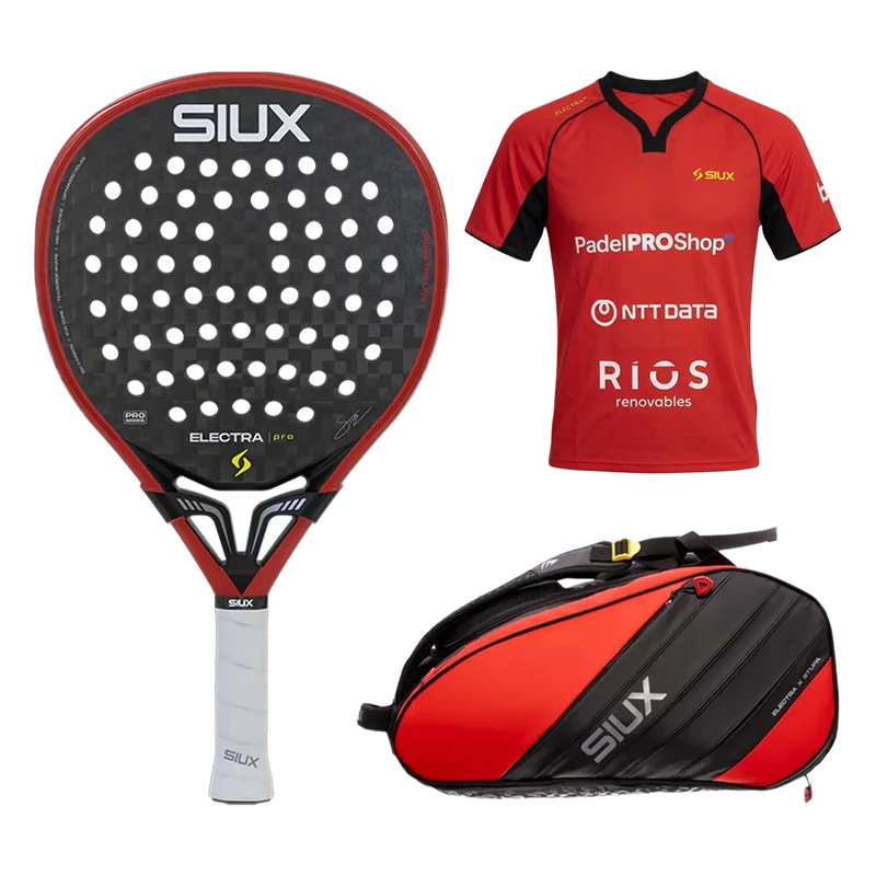 Pack Stupaczuk rojo 2026: Pala Siux Electra Pro Fire Red 2026 + Camiseta Siux Electra X Stupa Rojo 2026 + Paletero Siux