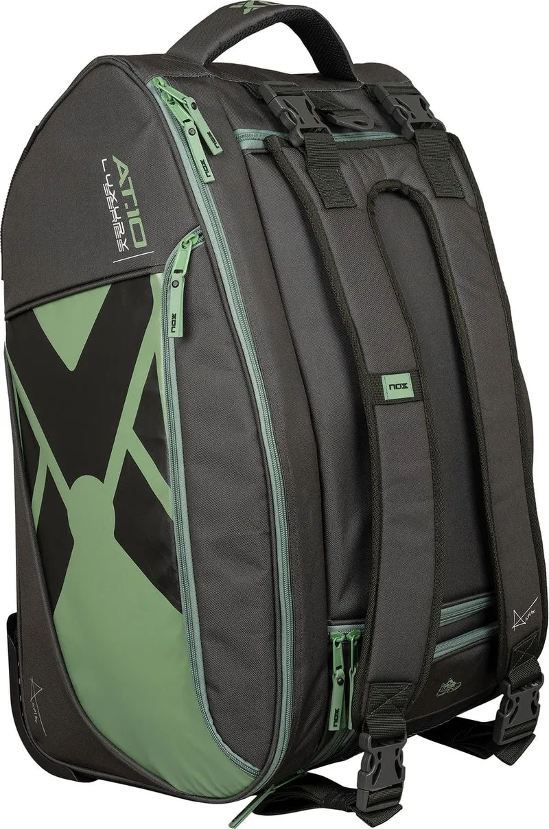 NOX AT10 Competition Trolley Padel Racket Bag - Black / Green