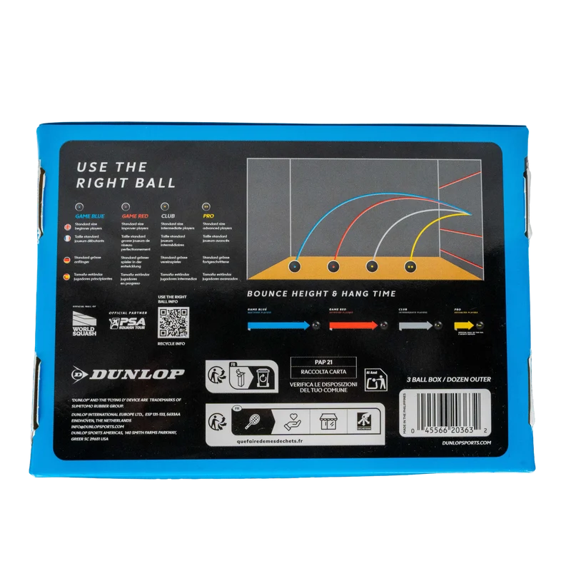 Dunlop GAME Blue Squash Ball - Dozen