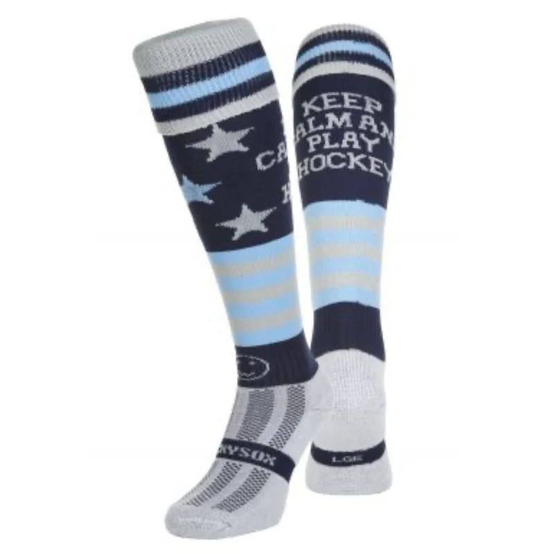 Wacky Sox Keep Calm and Play Hockey Blue