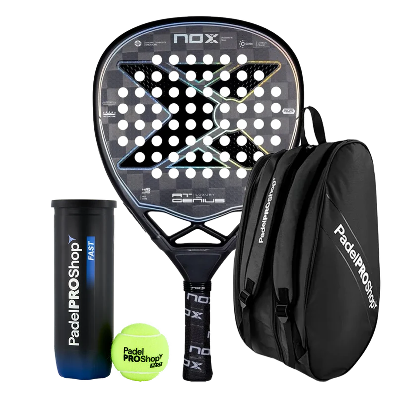Pack Pala Nox AT10 Genius Attack 18K Limited Edition + Paletero PadelPROShop + Pelotas PadelPROShop Fast (Exclusivo PadelPROShop)