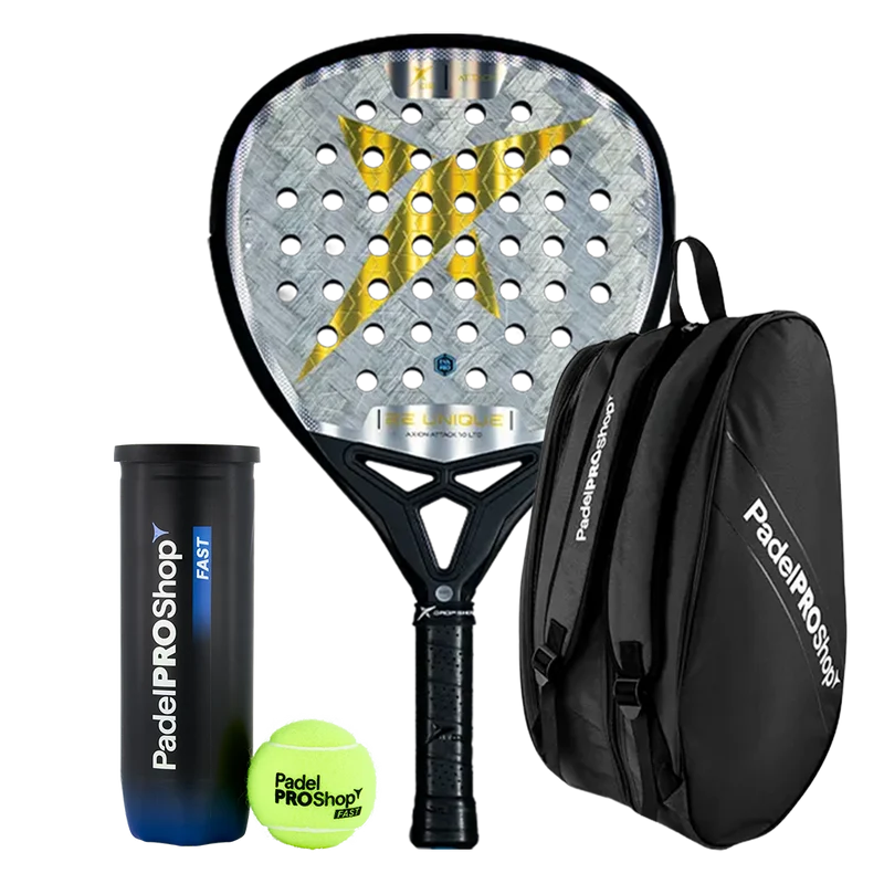 Pack Pala Drop Shot Axion Attack 1.0 LTD 2025 Jon Sanz + Paletero PadelPROShop + Pelotas PadelPROShop Fast (Exclusivo PadelPROShop)