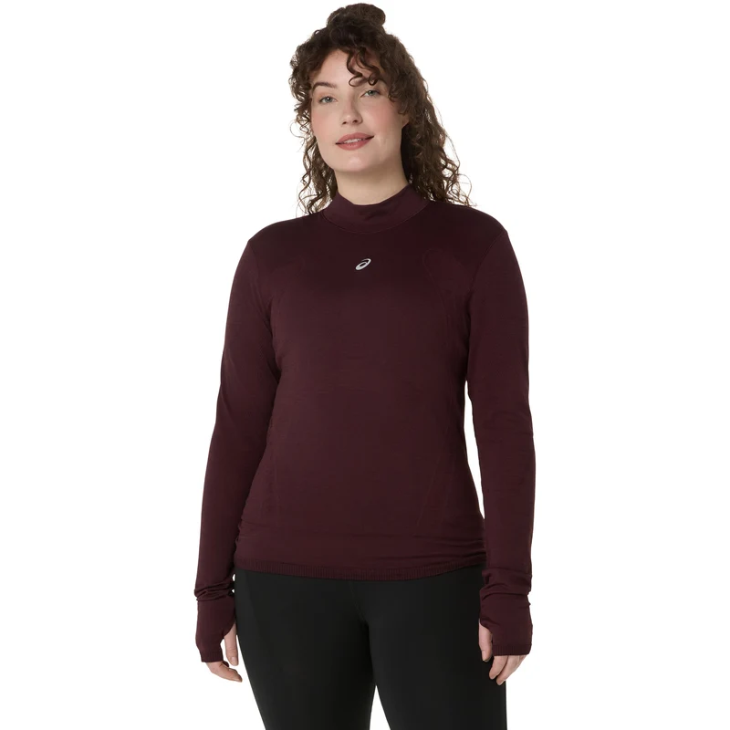 Road Winter Seamless Laufshirt Damen - dunkelrot