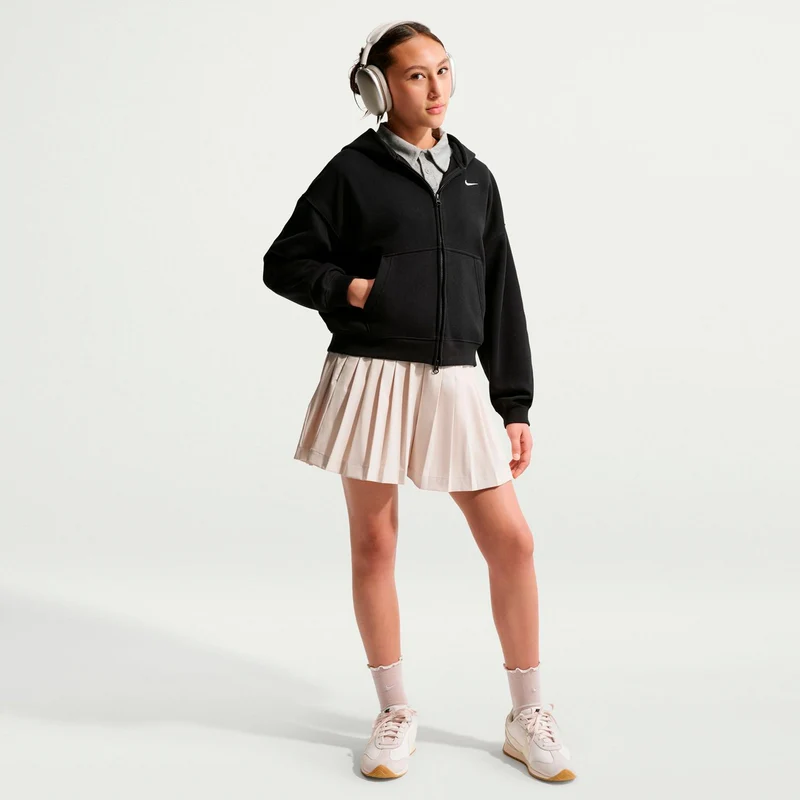 Oversized Fleece Full-Zip Sweatjacke Mädchen - schwarz