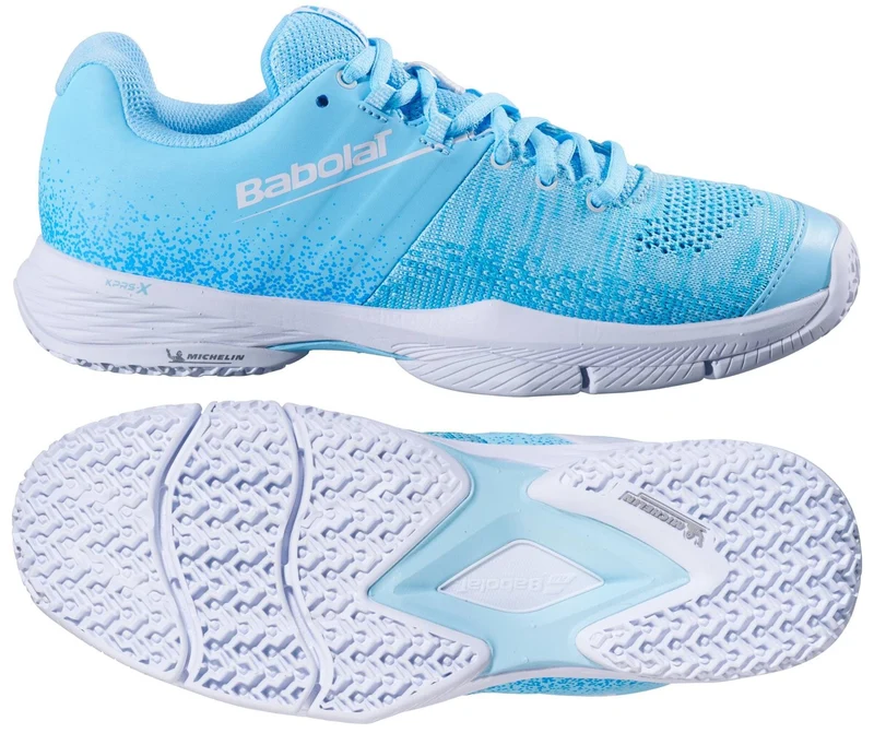 Babolat Sensa Womens Padel Shoes - Sky Blue / Tigerlily