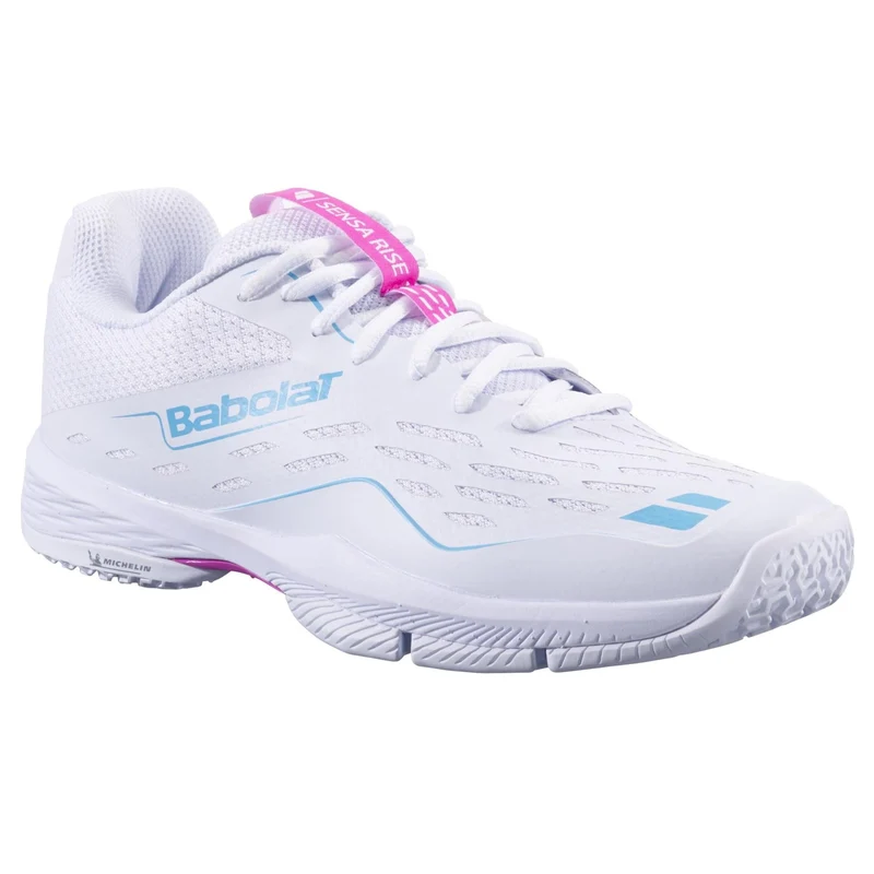 Babolat Sensa Rise Womens Padel Shoes - White / Rhodamine Red