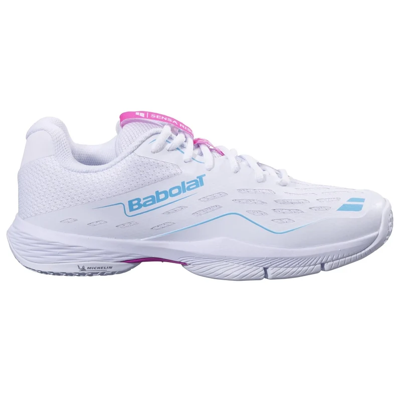 Babolat Sensa Rise Womens Padel Shoes - White / Rhodamine Red