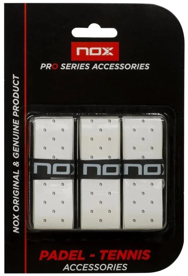 NOX Pro Perforated Padel Overgrips - White (3 Pack)