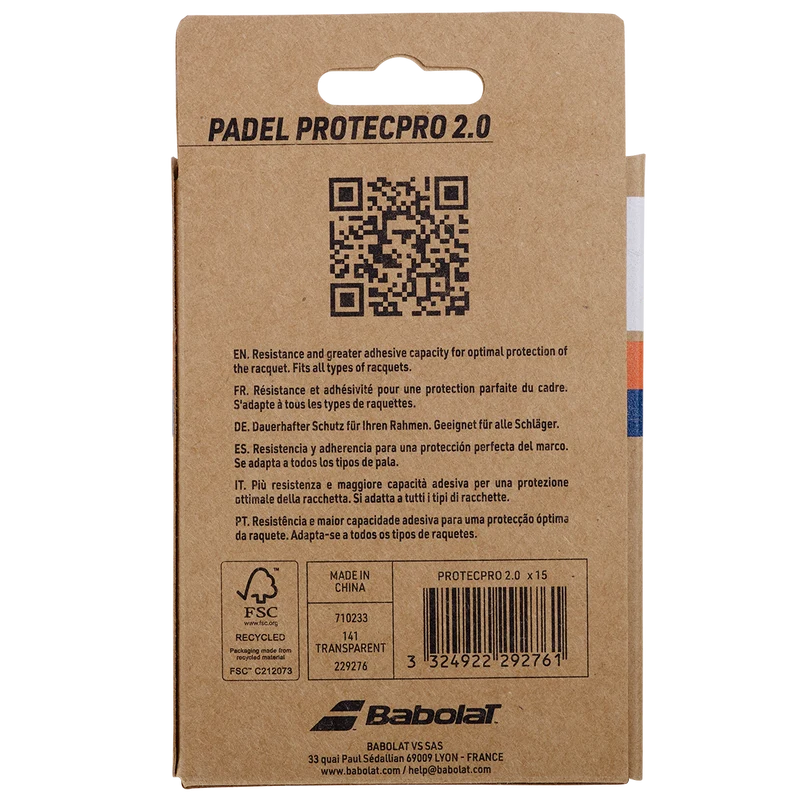 Babolat Protecpro 2.0 Protection Tape - 15 Pack Clear