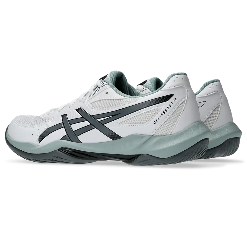Asics Men's Gel Rocket 12 Indoor Court Shoes White Steel Grey