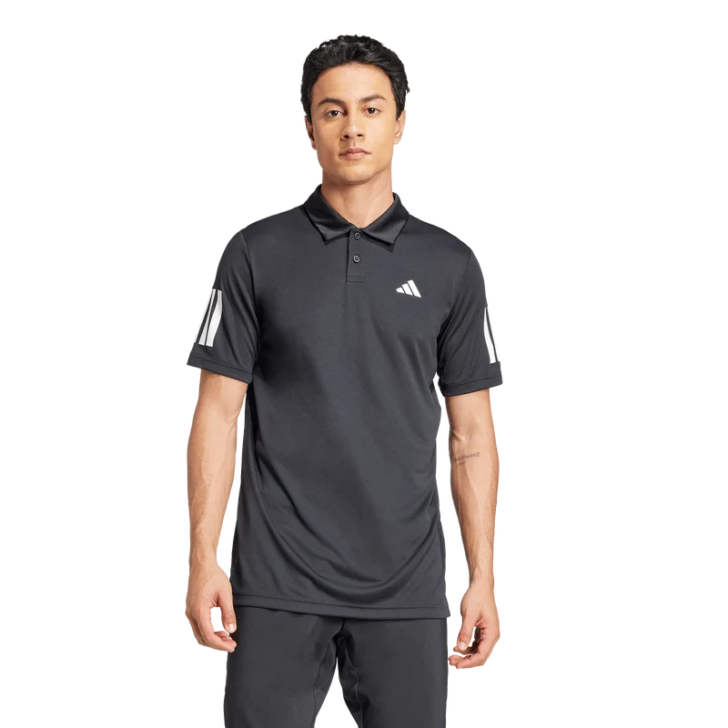 Adidas Men's Club 3 Stripe Polo - Black