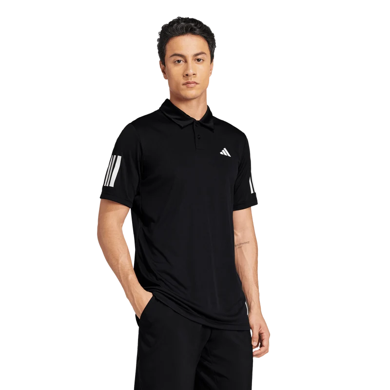 Adidas Men's Club 3 Stripe Polo - Black