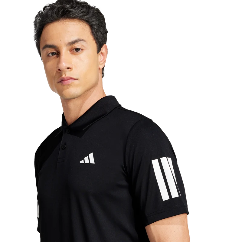 Adidas Men's Club 3 Stripe Polo - Black