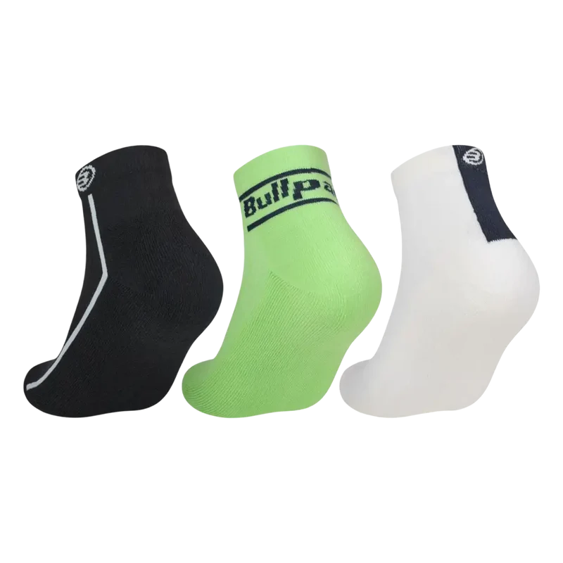 Calcetines Bullpadel BP264 Negro/Blanco/Verde 2026 (Pack x3)