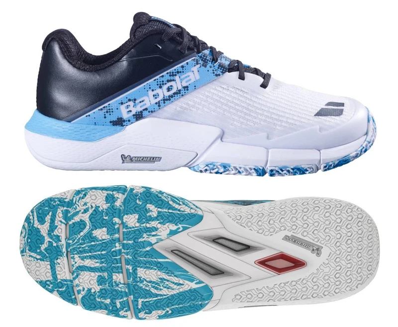 Babolat Movea 2 Mens Padel Shoes - White / Cyan Blue