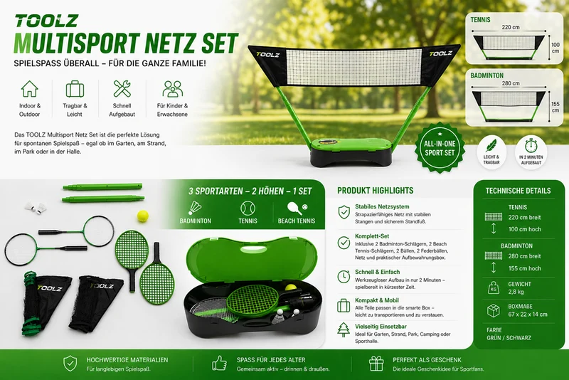 Mobiles 2in1 Tennis- & Badmintonnetz