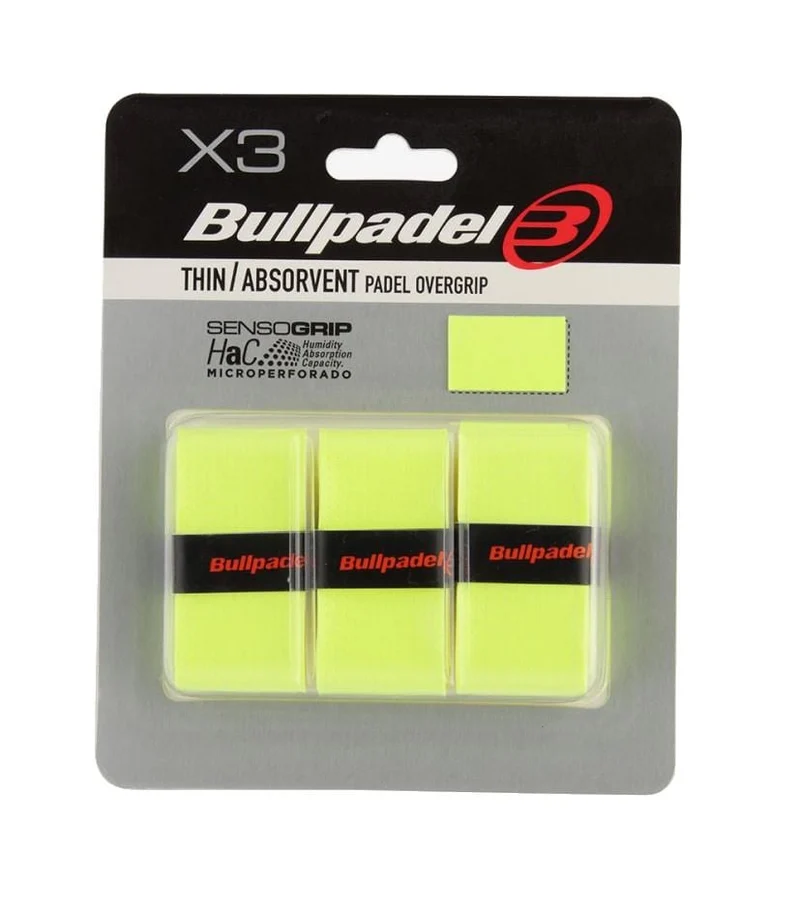Bullpadel Absorbent Padel Overgrips - Fluo Yellow (3 Pack)