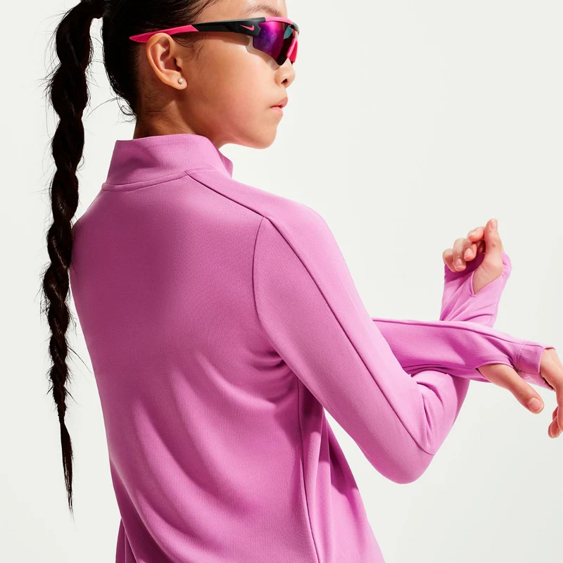 Dri-Fit Half-Zip Longsleeve Mädchen-flieder, weiß