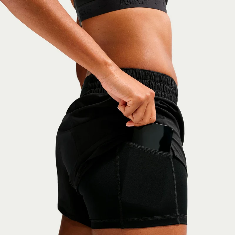 Dri-Fit One Mid Rise 2in1 3in Shorts Damen-schwarz, weiß