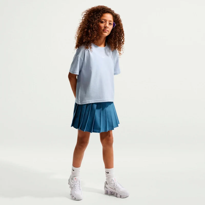 Boxy Essential T-Shirt Kinder-blaugrau, weiß