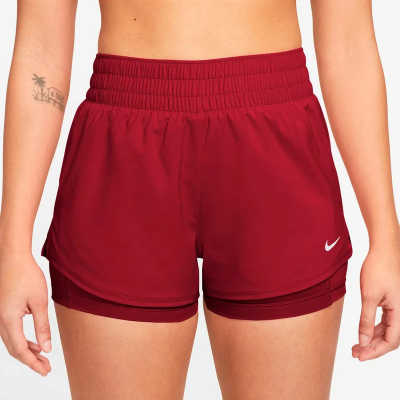 Dri-Fit One Mid Rise 2in1 3in Shorts Damen - rot