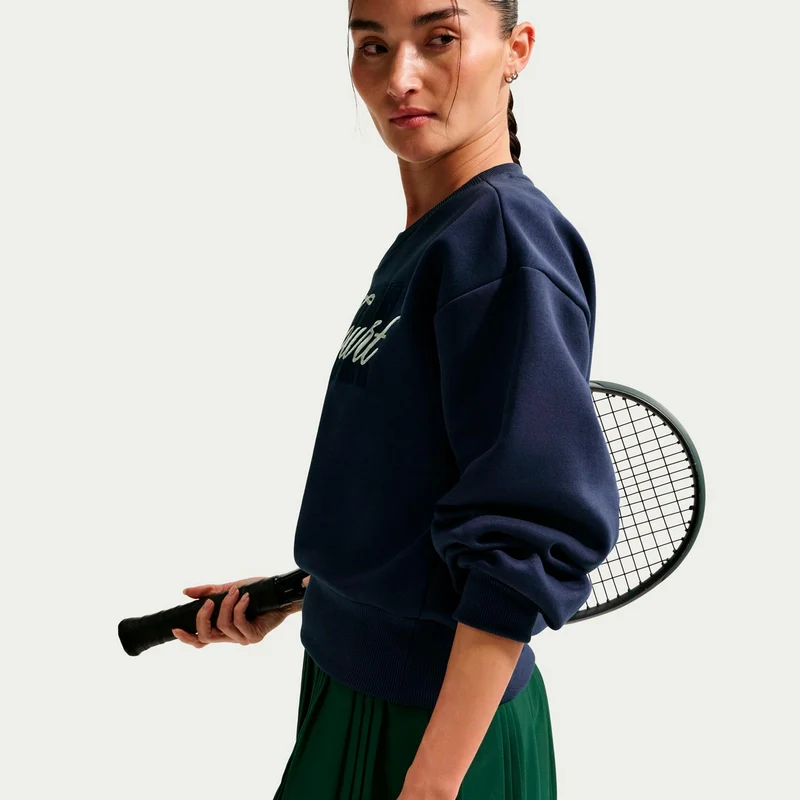 Court Fleece Crew Sweatshirt Damen-dunkelblau, creme