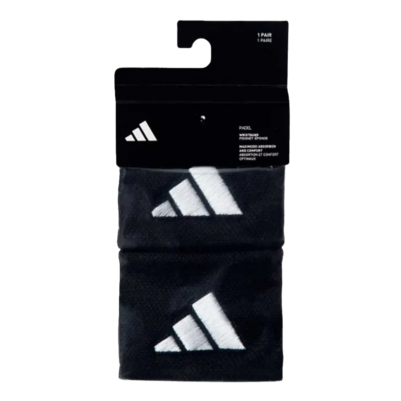 Muñequeras Adidas Cortas Negras Logo Grande
