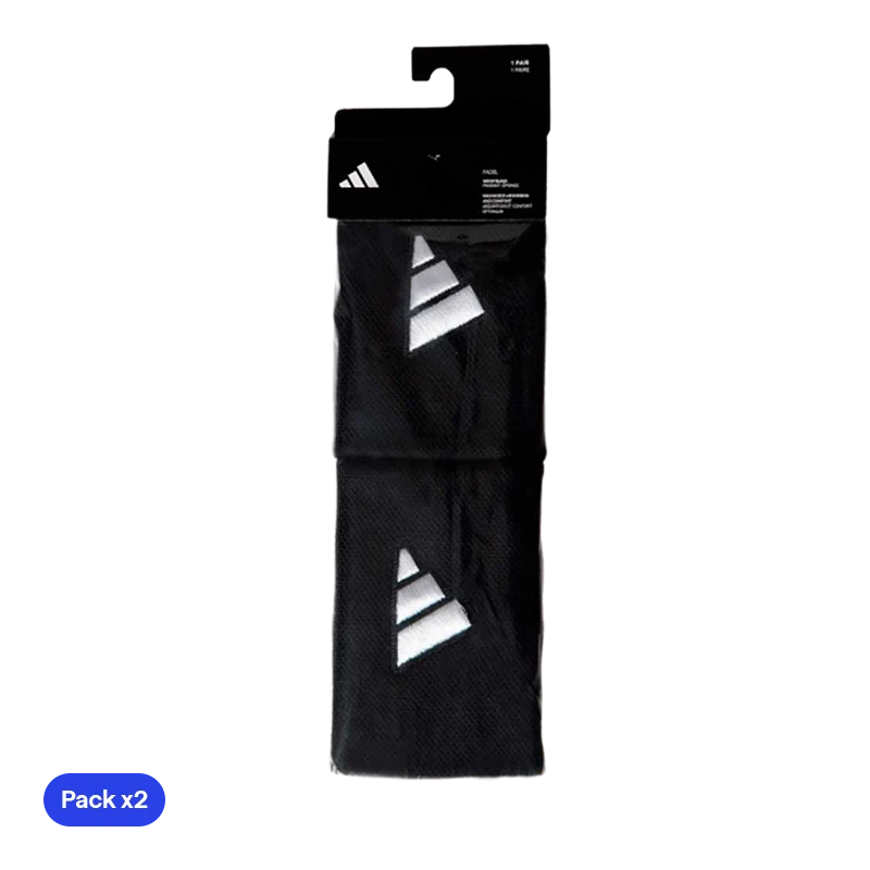 Muñequeras Adidas Largas Negras Logo Grande
