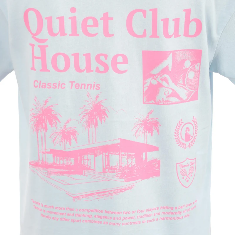 Club House Boyfriend T-Shirt Damen - hellblau