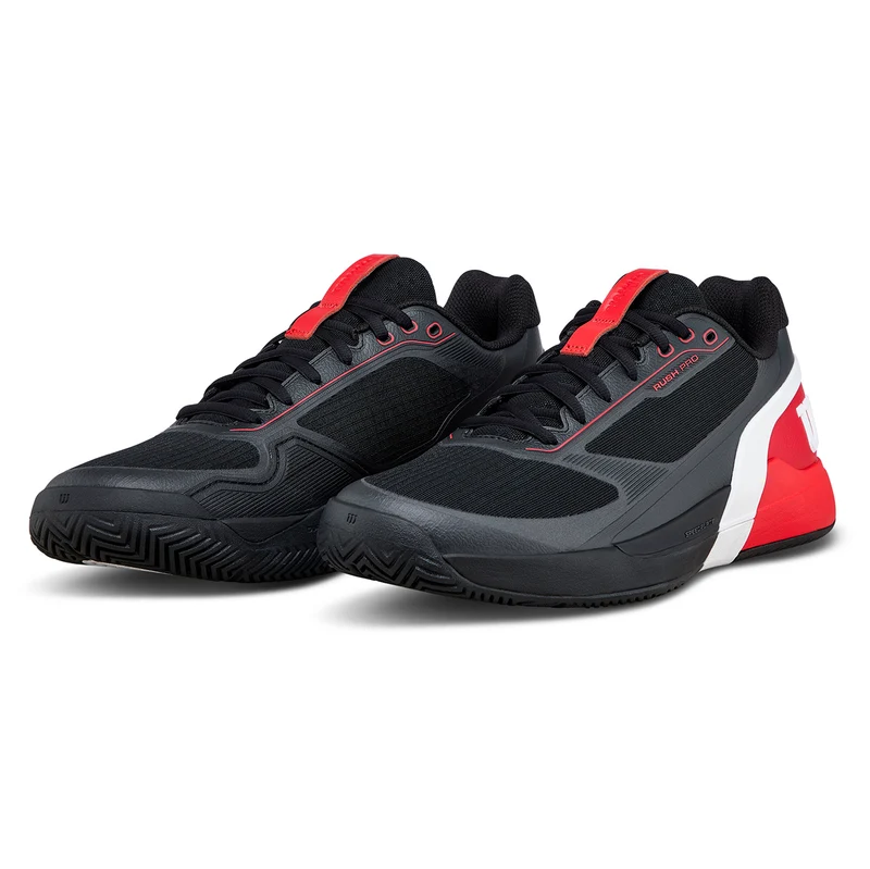 Wilson Men's Rush Pro 5 Tennis Shoes Black/Red/White