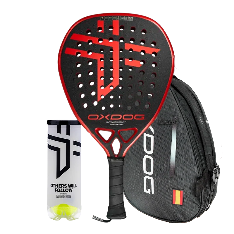 Pala Oxdog Ultimate Court + Paletero Oxdog FEP ultra tour padel bag + Bote de pelotas Oxdog BOOST+