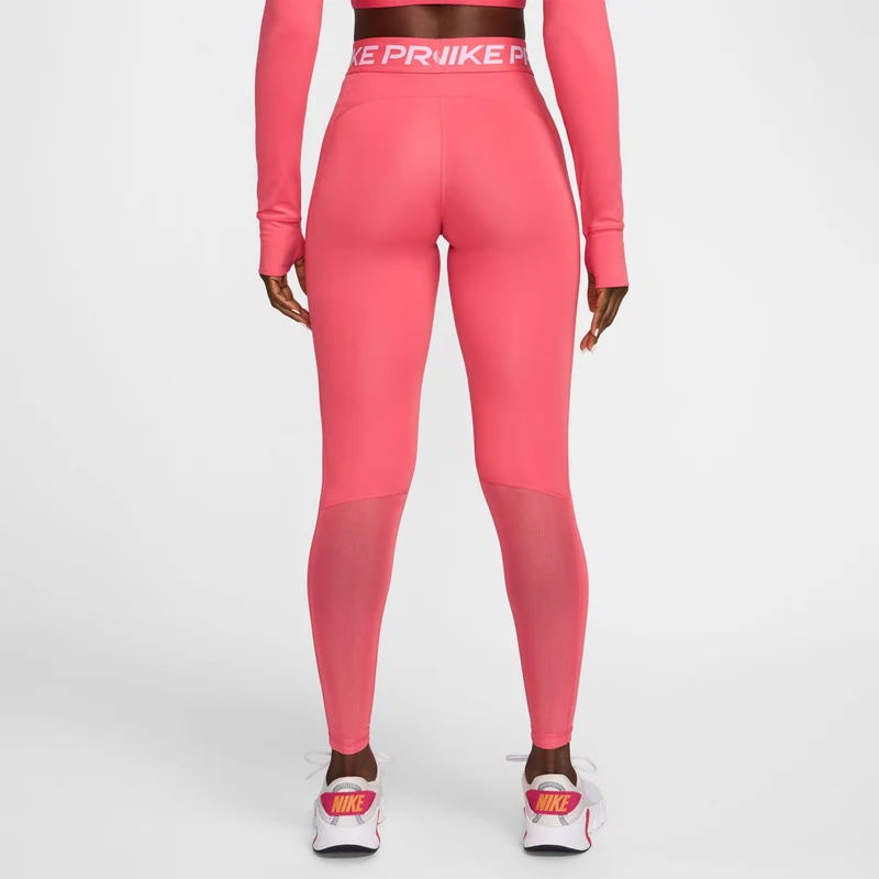Mid-Rise Mesh-Paneled Tight Damen-Hellrot,Weiß