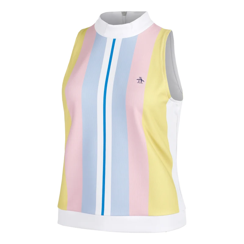 Striped Ribbed Tank-Top Damen-Weiß