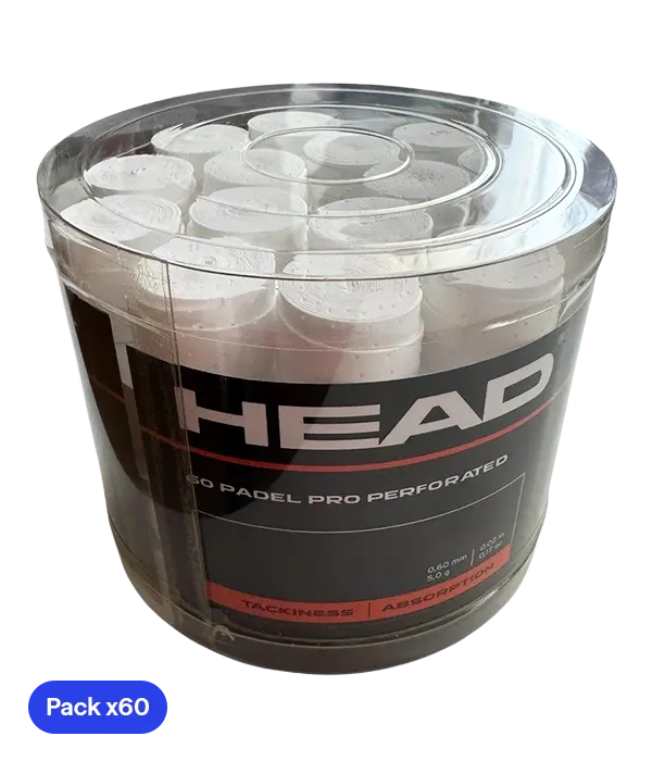 Tambor Overgrips Head Padel Pro Perforado Blanco (x60)