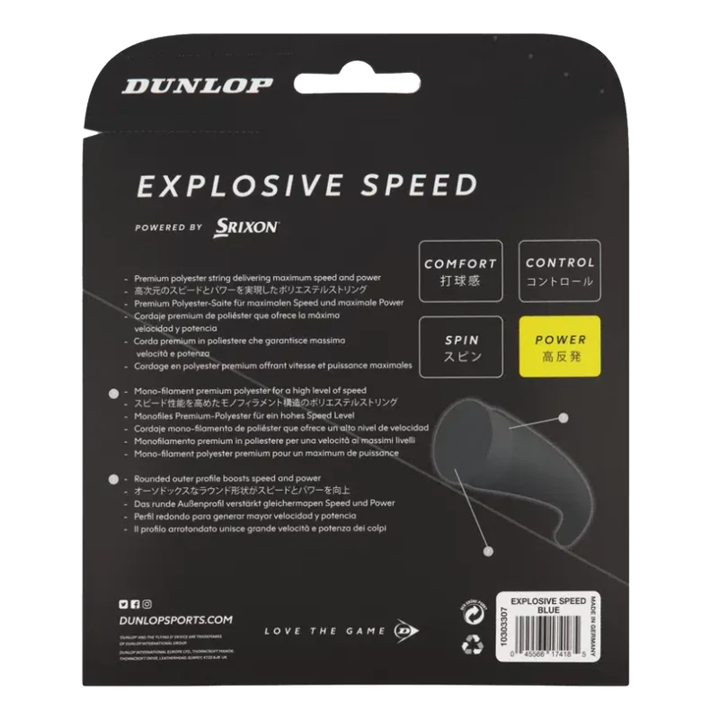 Dunlop Explosive Speed 1.30mm Tennis String Set Blue