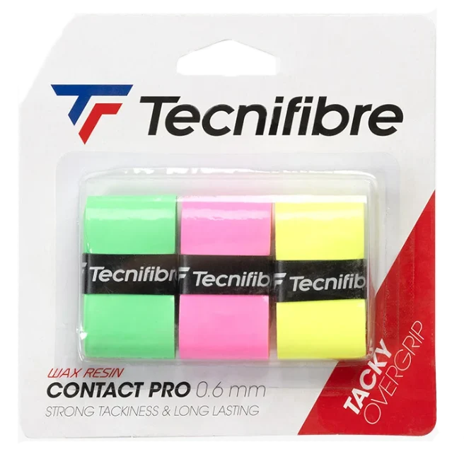 Tecnifibre Contact Pro Overgrip Pink/Yellow/Green - Pack of 3
