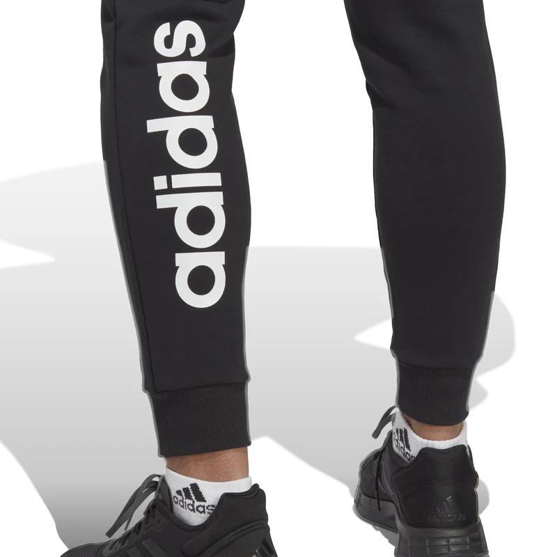 Essentials Linear French Terry Cuffed Trainingshose Damen-Schwarz,Weiß