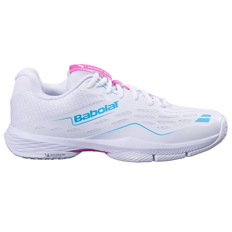 Babolat Women's Sensa Rise Padel Shoes White Rhodamine Red
