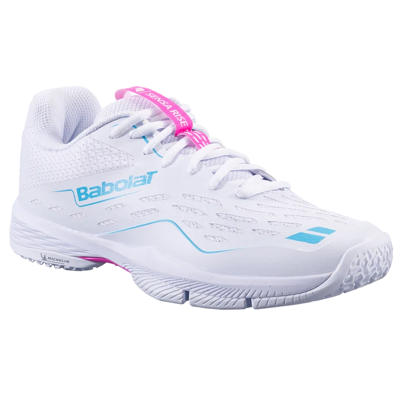 Babolat Women's Sensa Rise Padel Shoes White Rhodamine Red