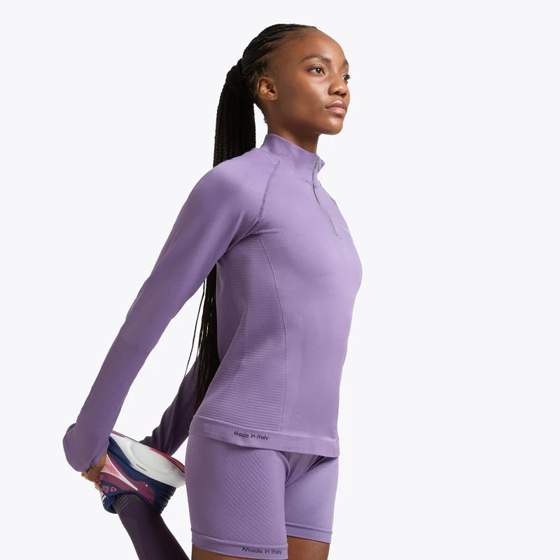 1/2 Zip Stratouno Longsleeve Damen - violett